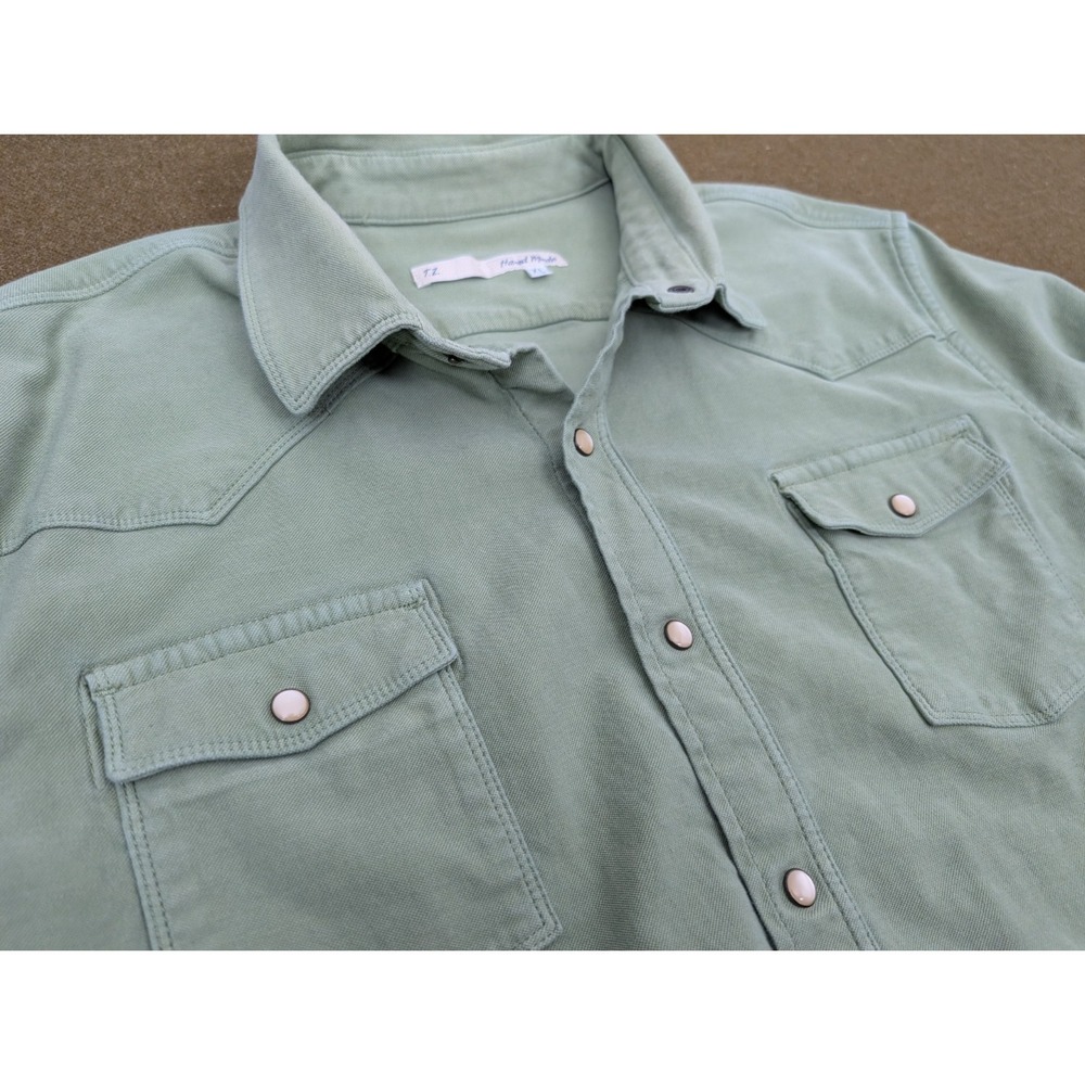 Teleria Zed TZ Roper Pearl Snap Shirt Men's XL Western Shirt Olive - Picture 7 of 8